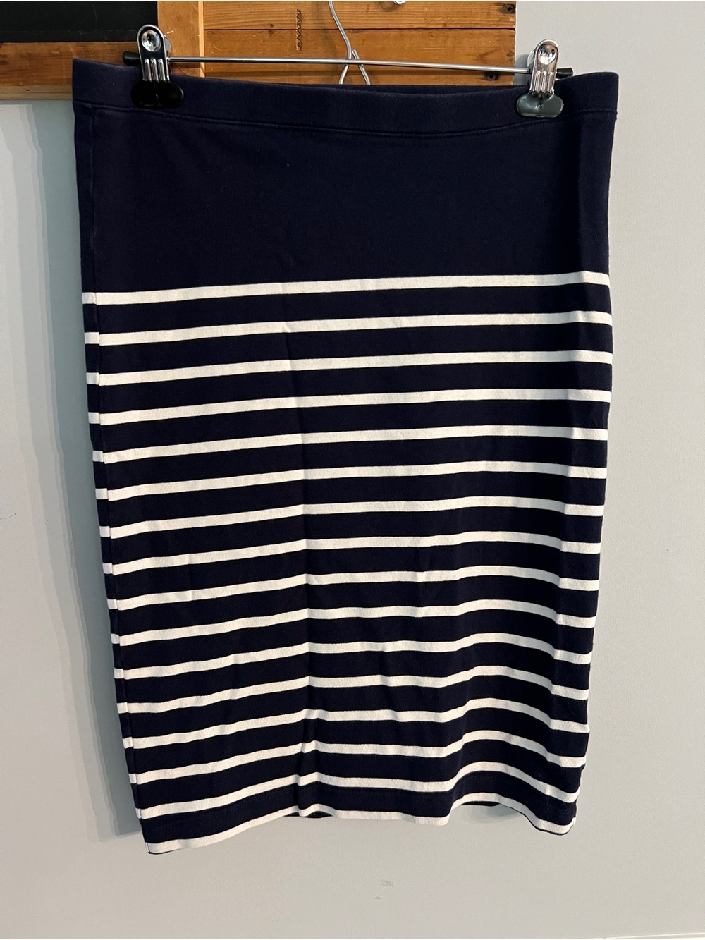 GAP Cotton Knit Striped Navy & White Stretchy Pencil Skirt Size US Medium
